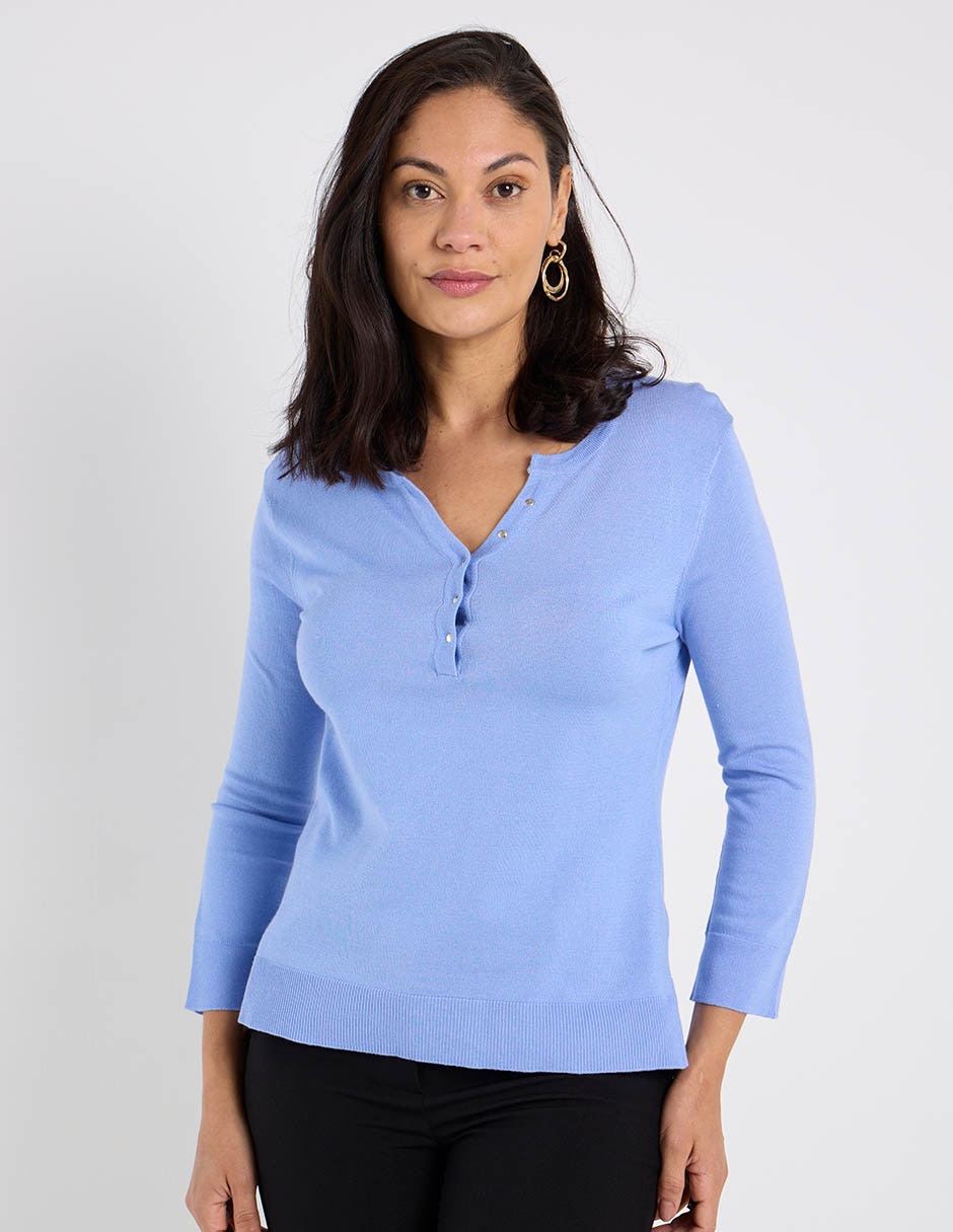 Suéter cuello con botón para mujer