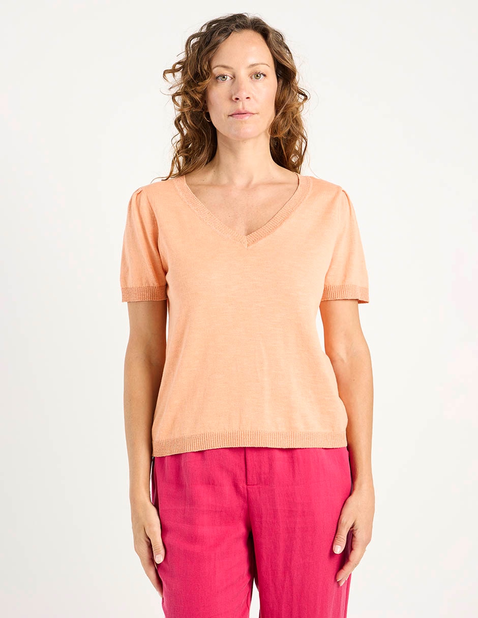 Playera manga corta cuello v para mujer