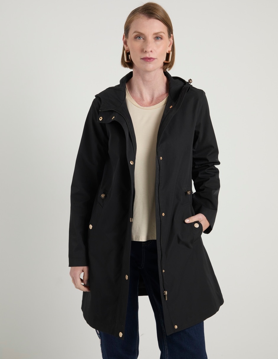 Gabardina capucha y bolsa para mujer