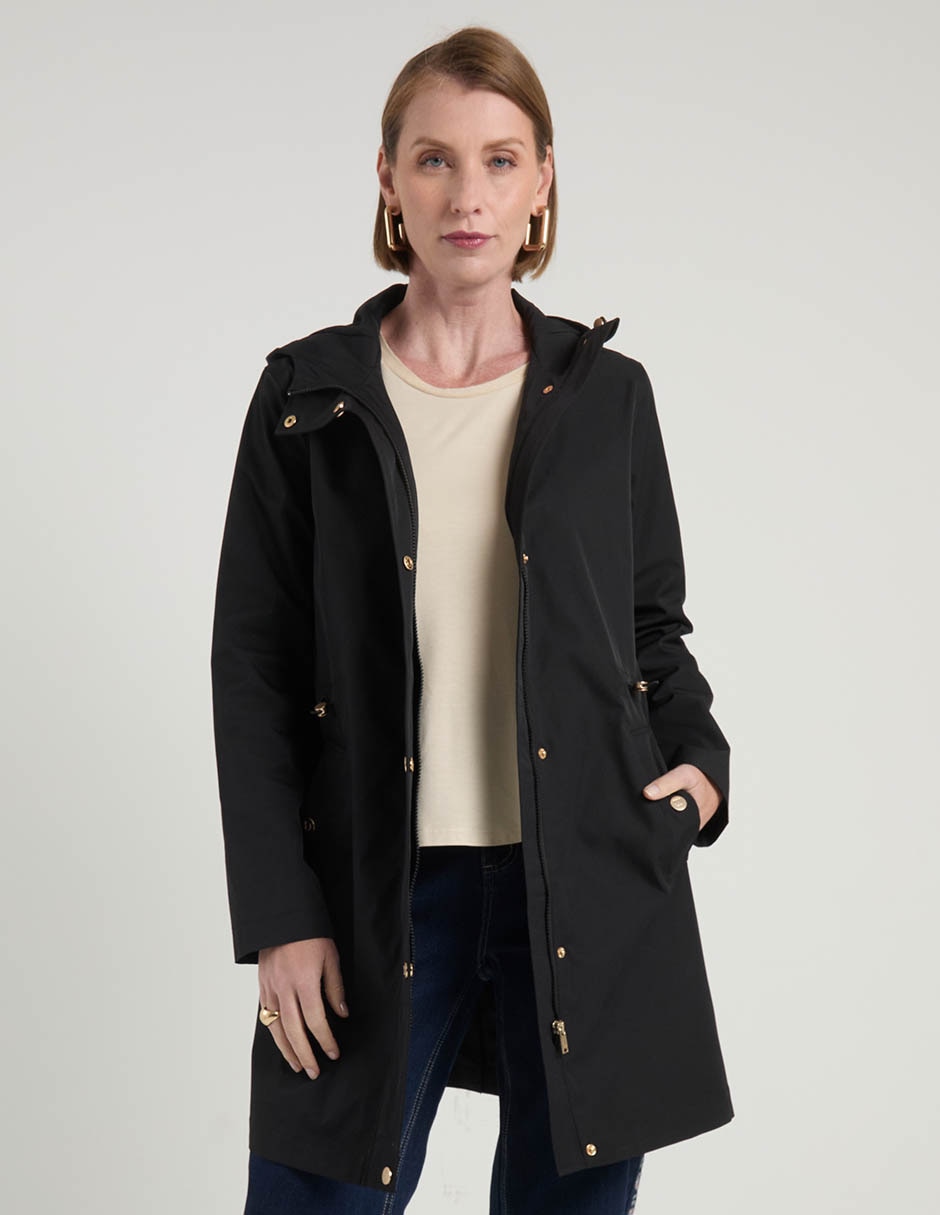 Gabardina capucha y bolsa para mujer 2