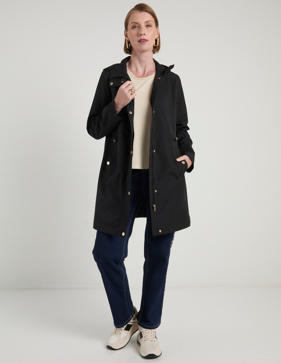 Gabardina capucha y bolsa para mujer 3