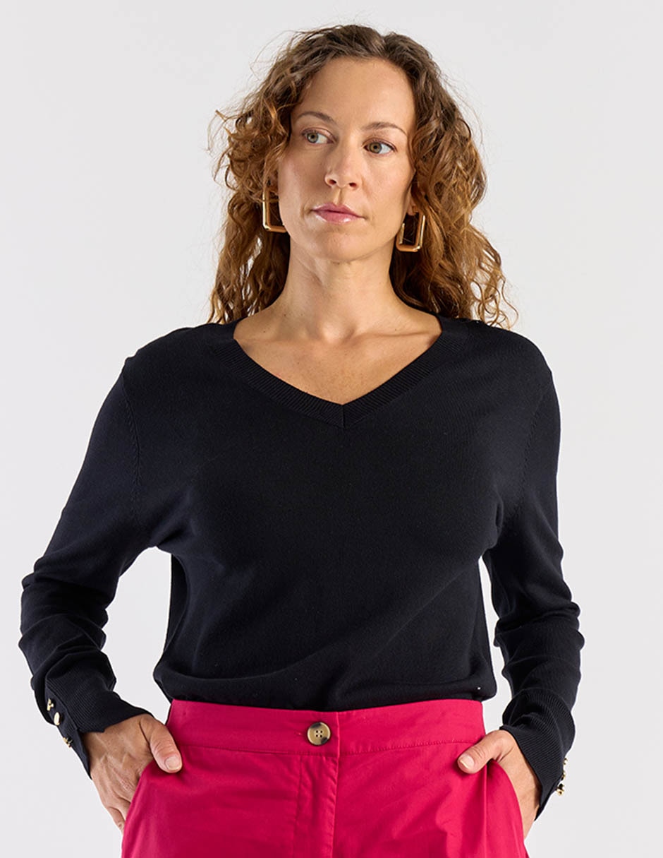 Suéter cuello V para mujer 2