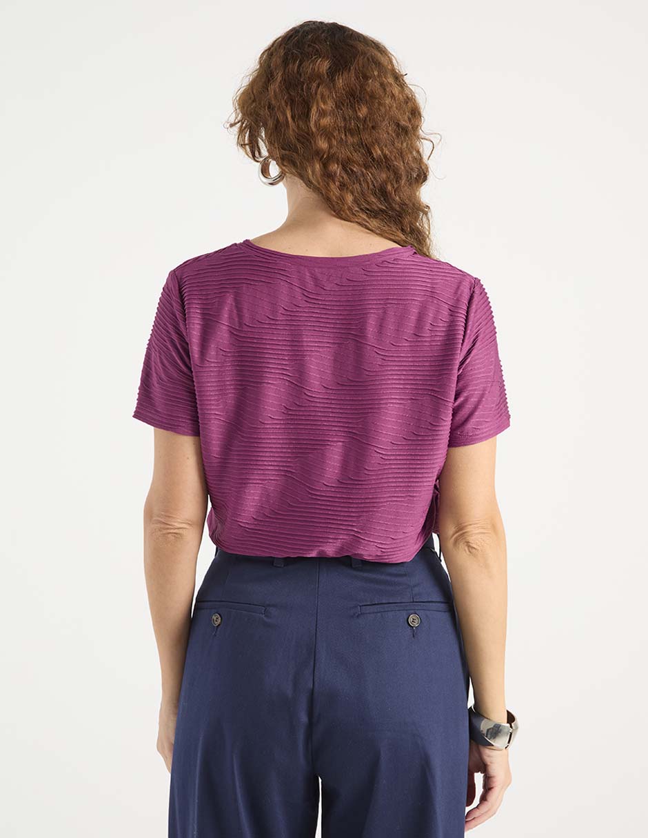 Playera manga corta cuello V para mujer 2
