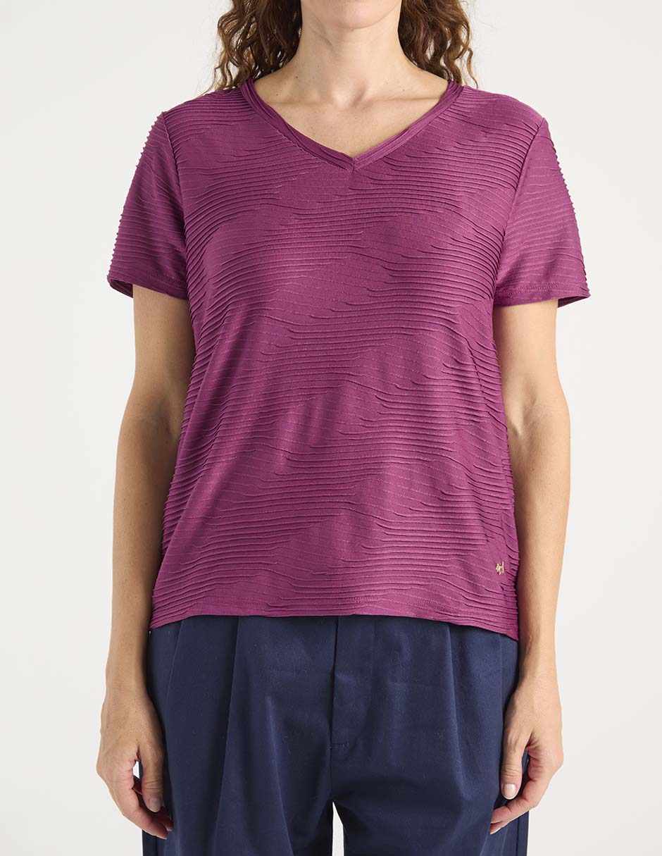 Playera manga corta cuello V para mujer 5
