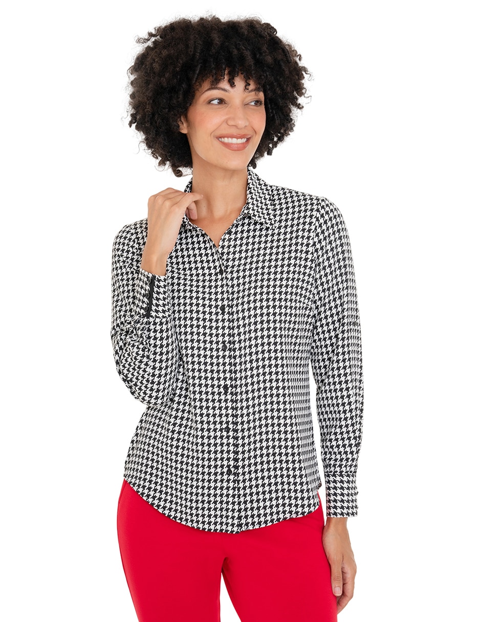 Blusa camisera manga larga para mujer