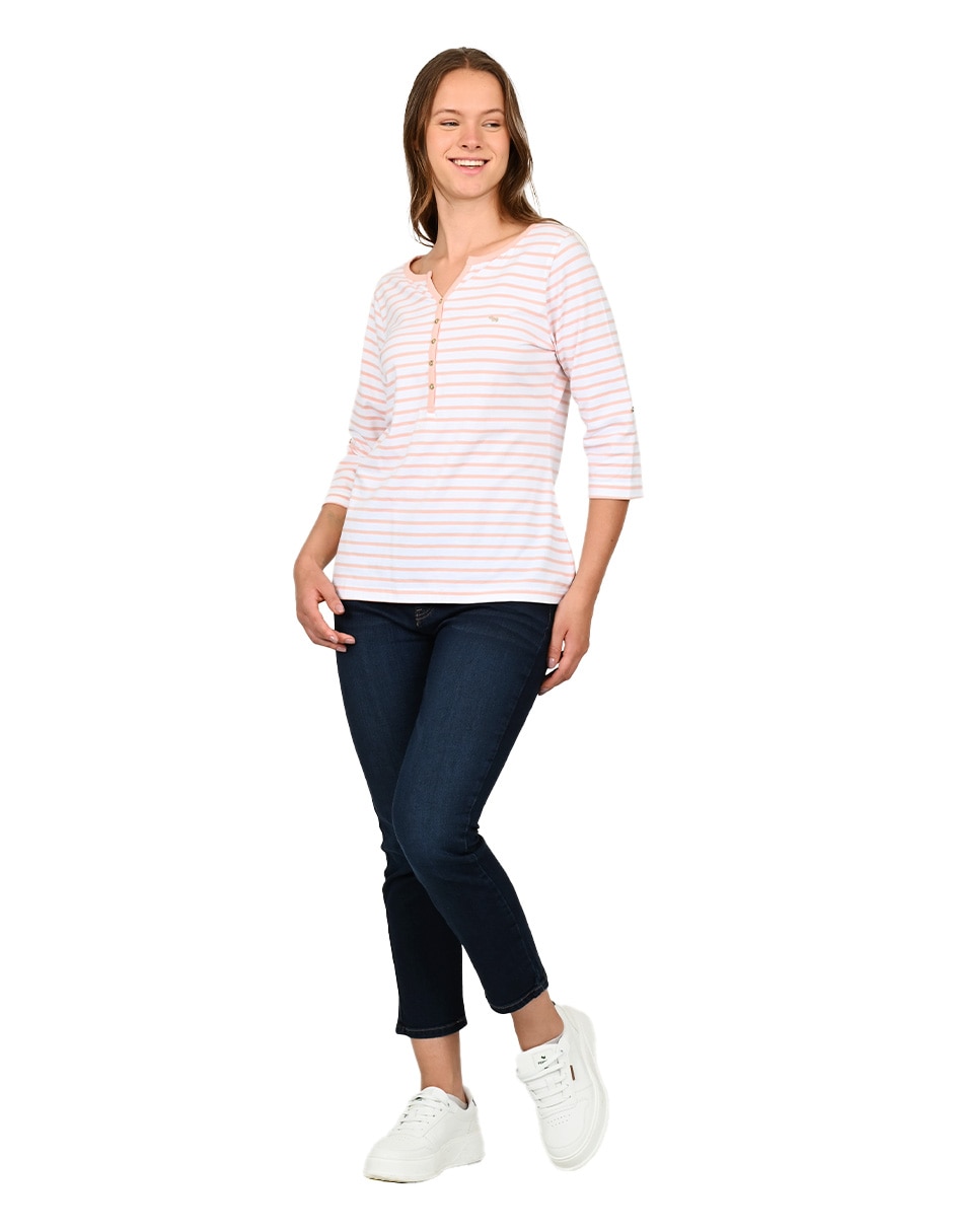 Playera manga 3/4 Lorela cuello V para mujer 2