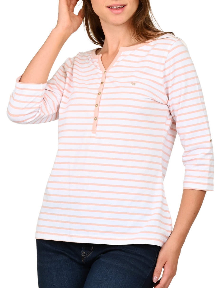 Playera manga 3/4 Lorela cuello V para mujer 4