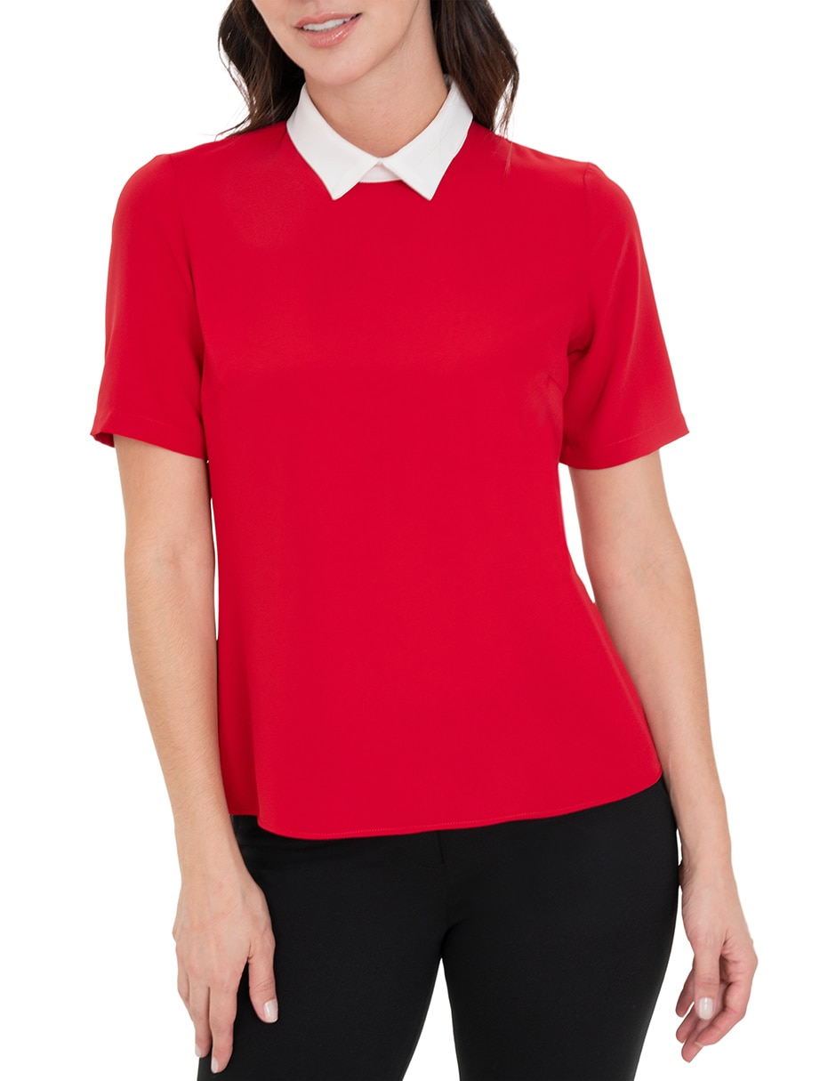 Blusa camisera manga corta para mujer 4