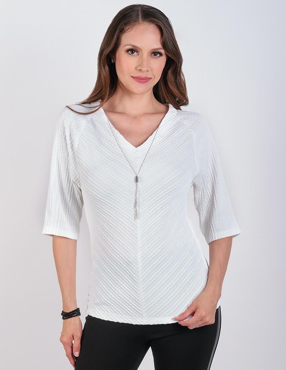 Blusa manga al codo para mujer