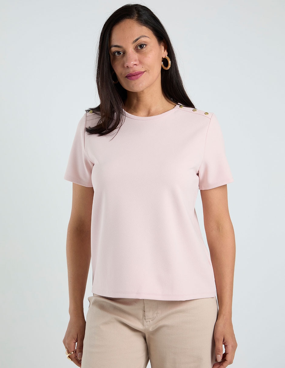 Playera manga corta cuello redondo para mujer