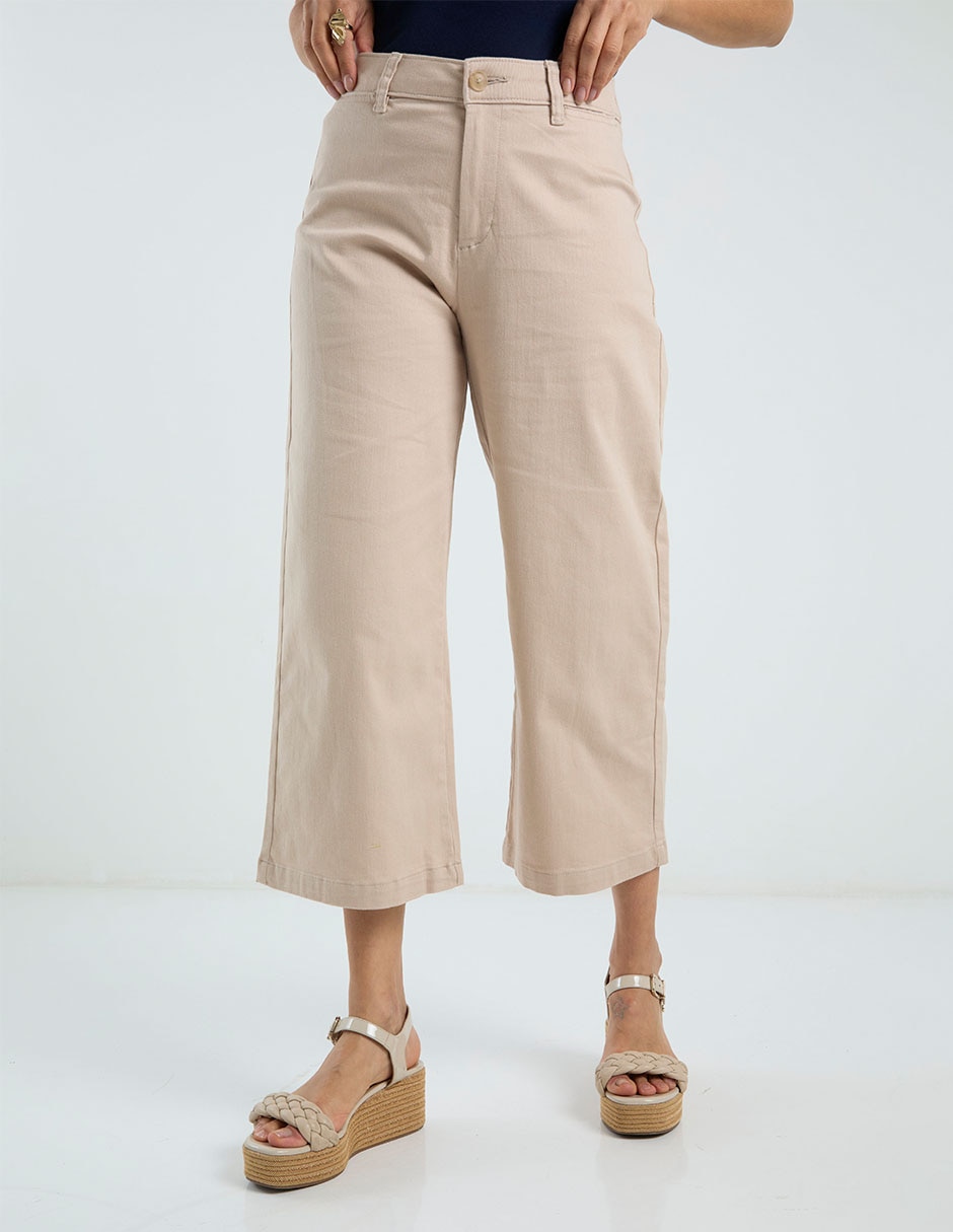 Pantalón capri wide leg para mujer