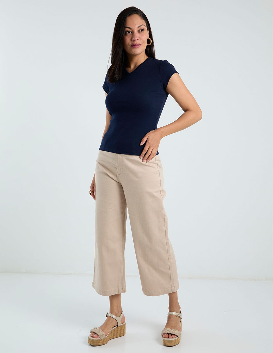Pantalón capri wide leg para mujer 7
