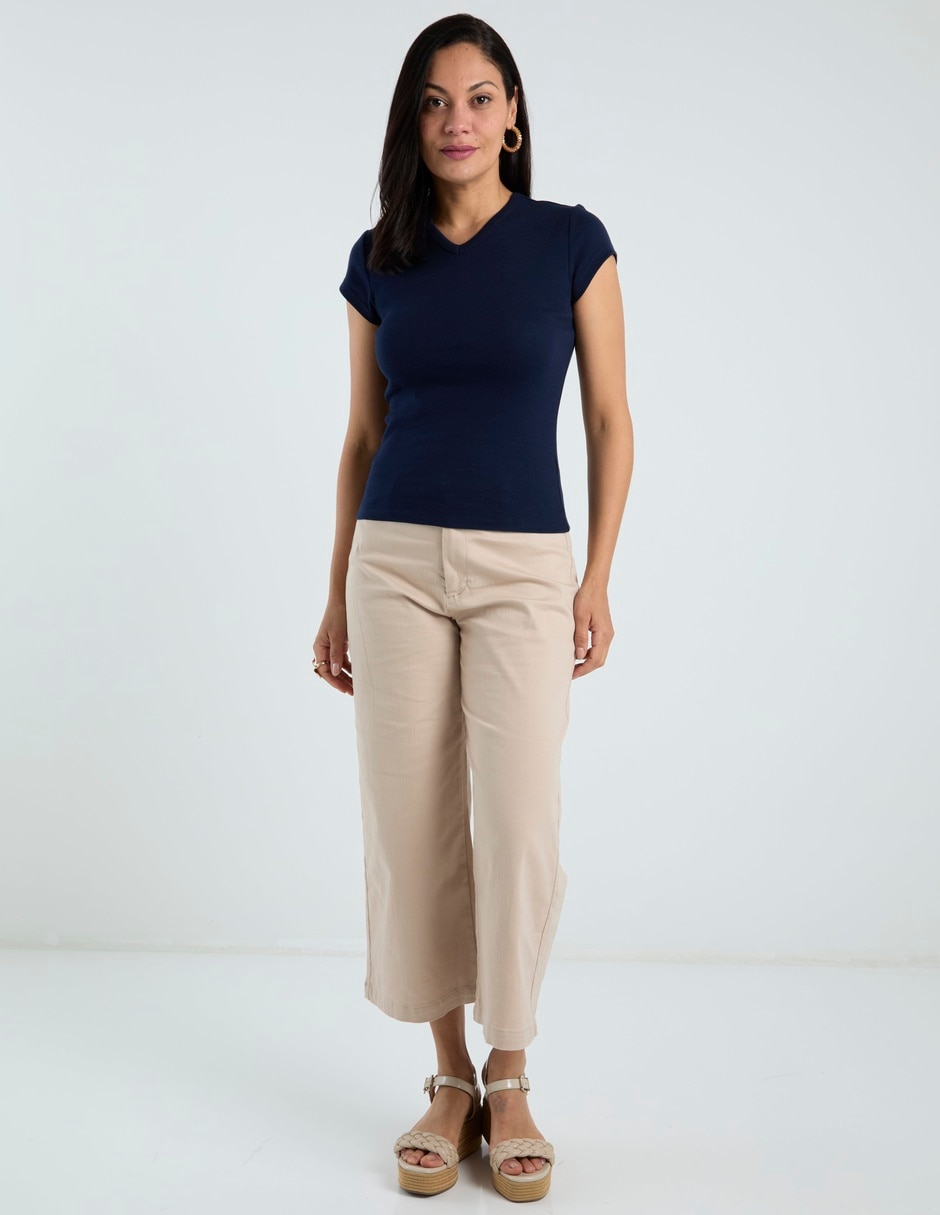 Pantalón capri wide leg para mujer 8