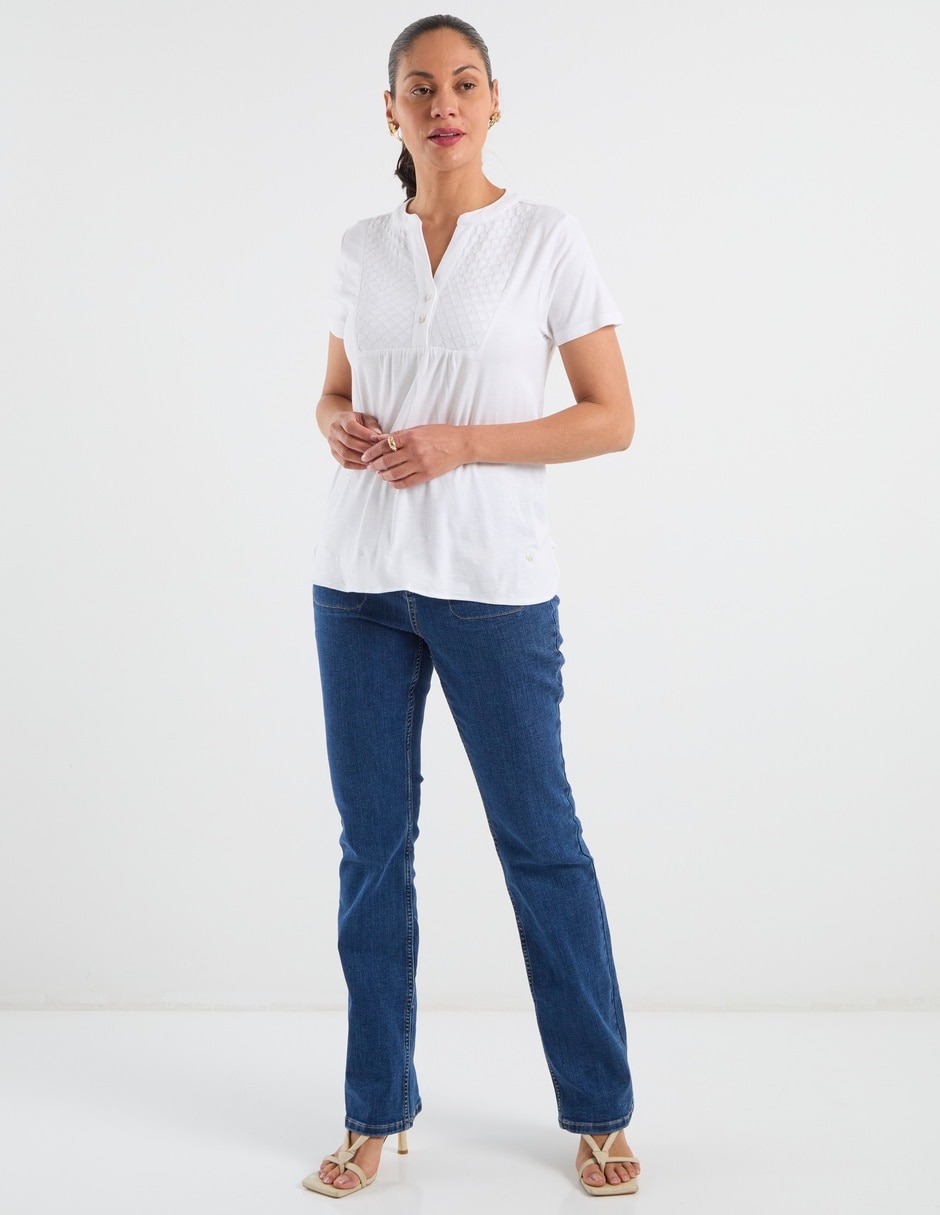 Jeans straight a la cintura para mujer 3