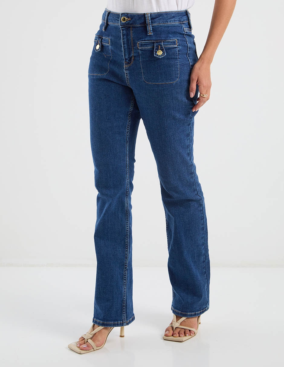 Jeans straight a la cintura para mujer 6