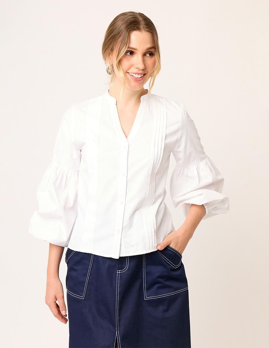 Blusa camisera manga larga para mujer