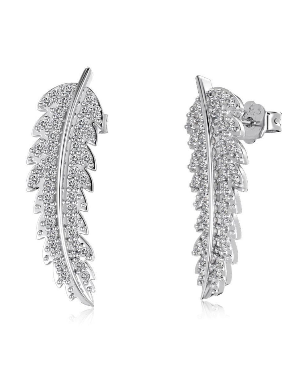 Aretes largos de hoja Aurea de plata p 925 zirconia 2