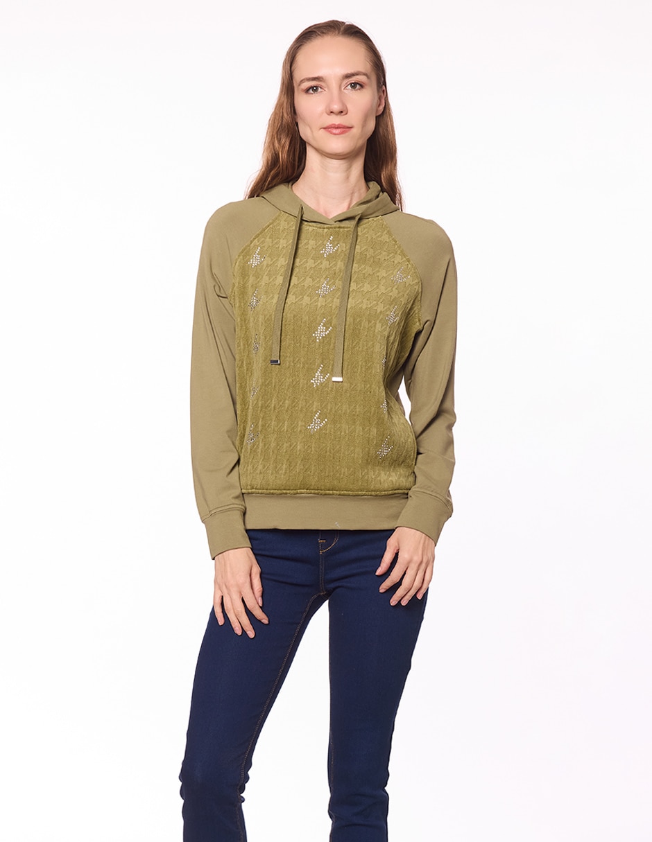 Sudadera con capucha y bolsa para mujer