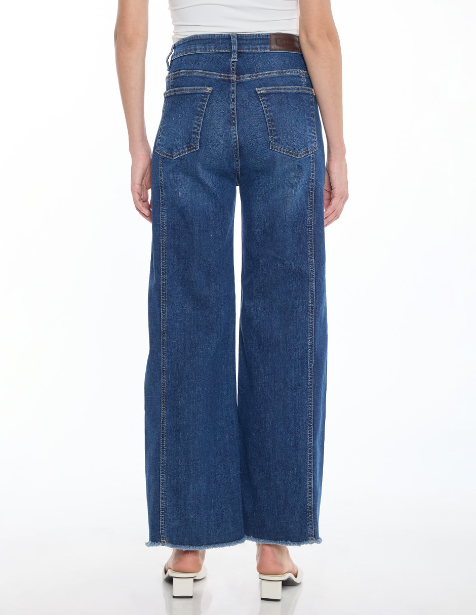 Jeans straight Denim corte cintura para mujer 4