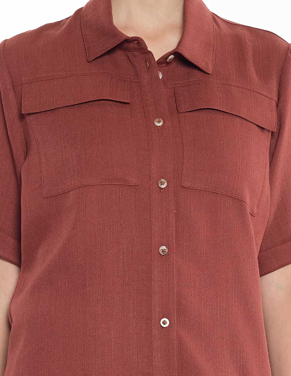 Blusa camisera manga corta para mujer 5