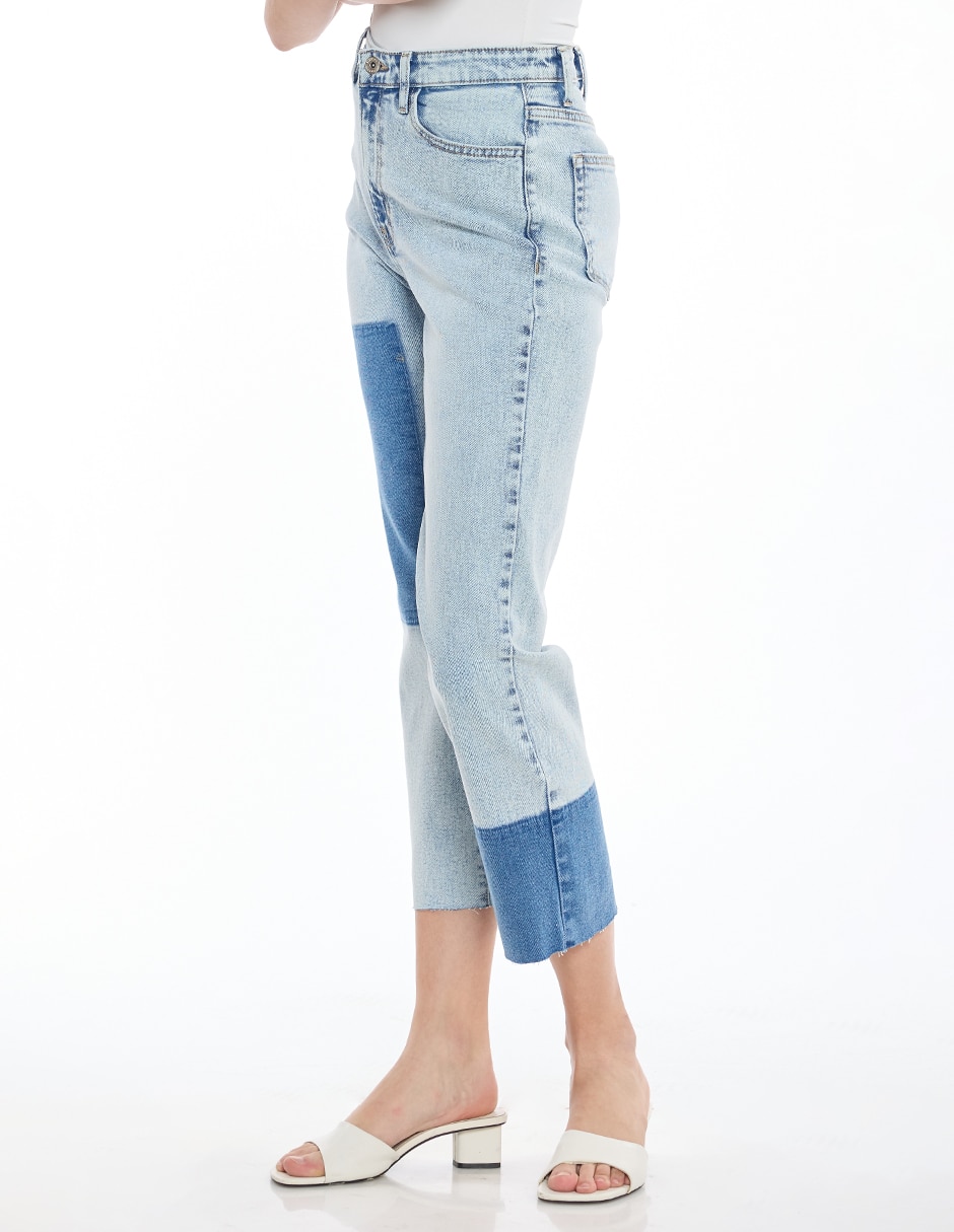 Jeans straight Denim corte cintura para mujer 3