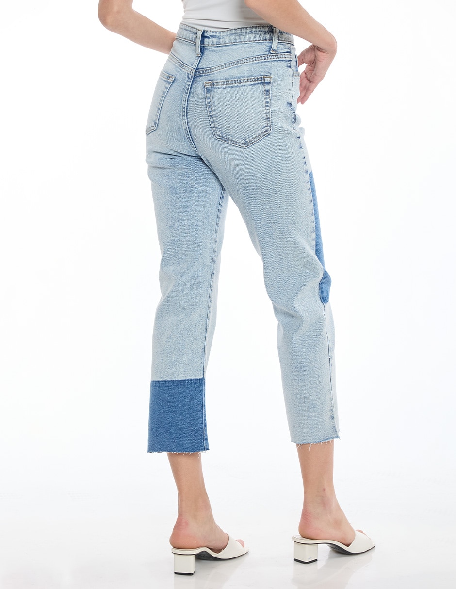 Jeans straight Denim corte cintura para mujer 4