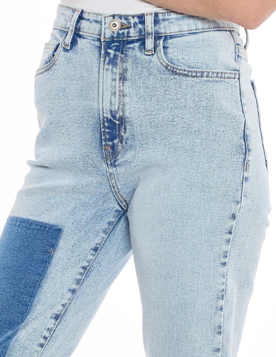 Jeans straight Denim corte cintura para mujer 5