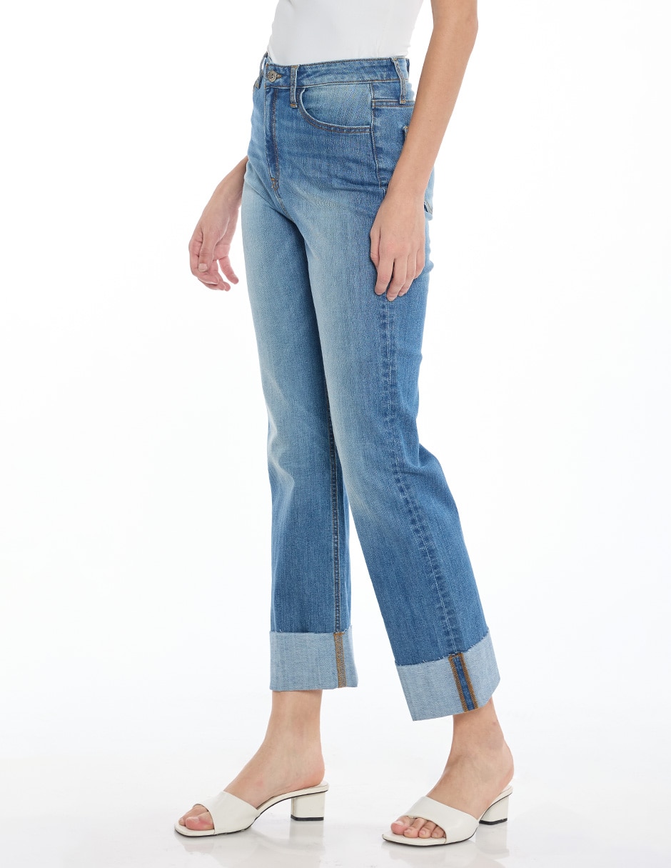 Jeans straight Denim corte cintura para mujer 3