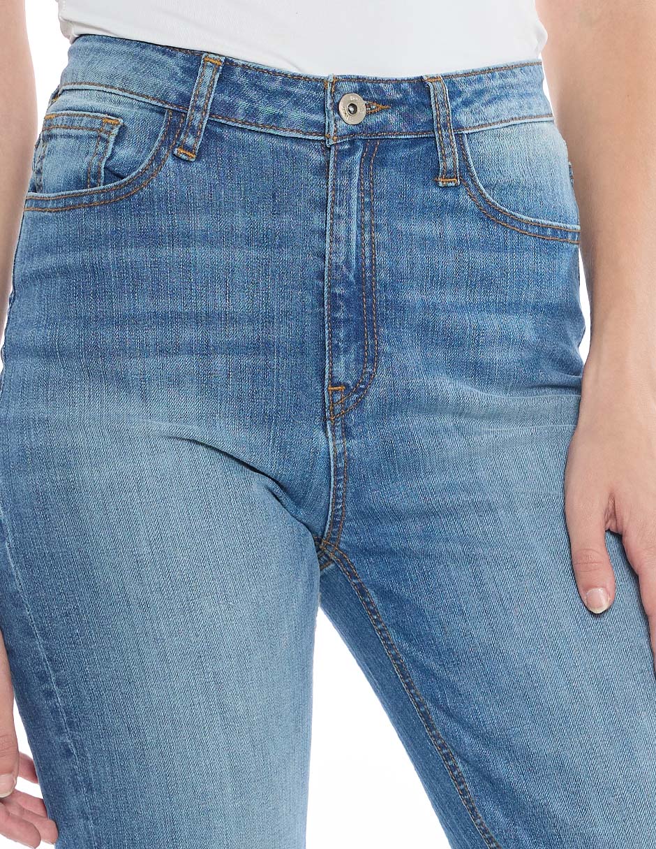 Jeans straight Denim corte cintura para mujer 5