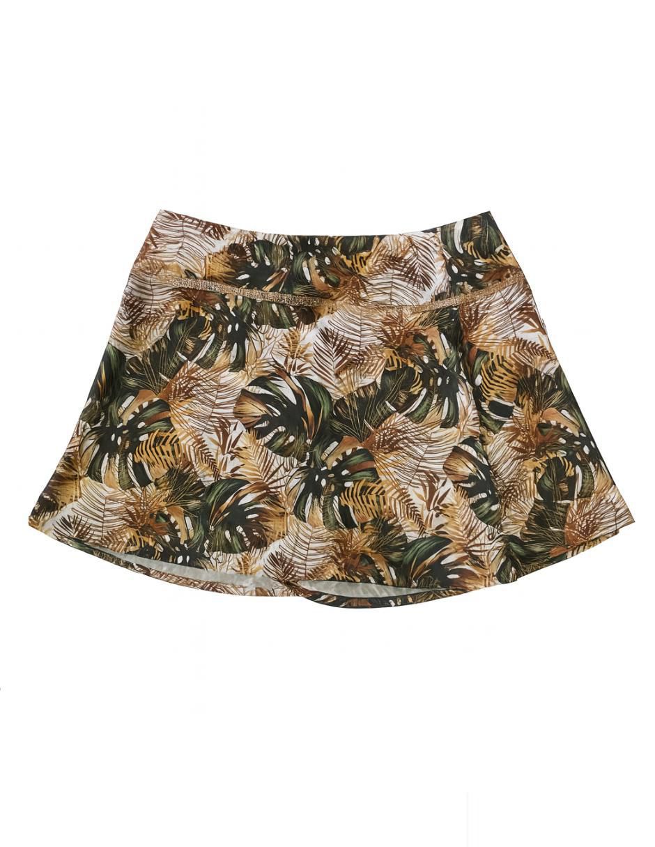 Falda short estampado floral a la cintura para mujer 4