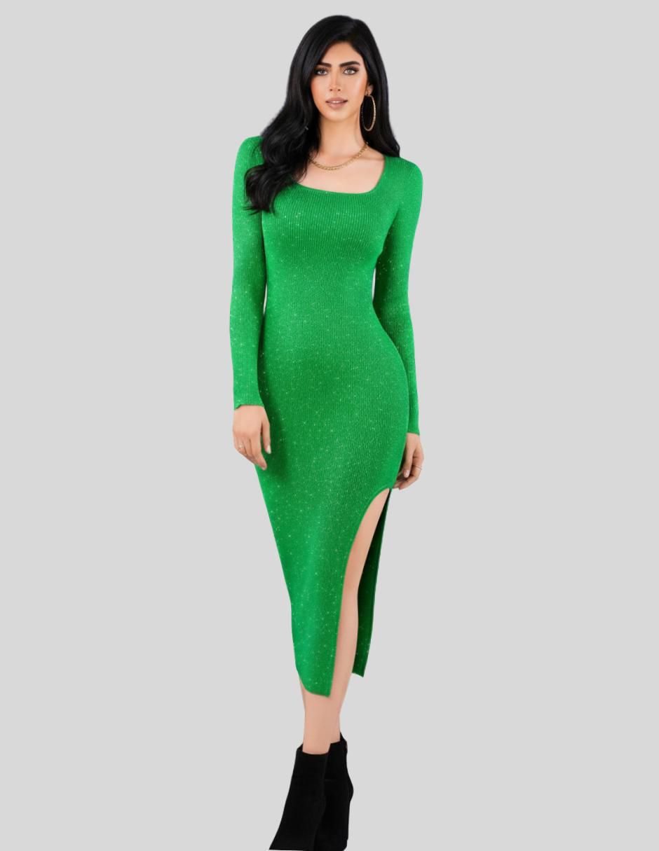 Vestido midi de fiesta escote medio 2