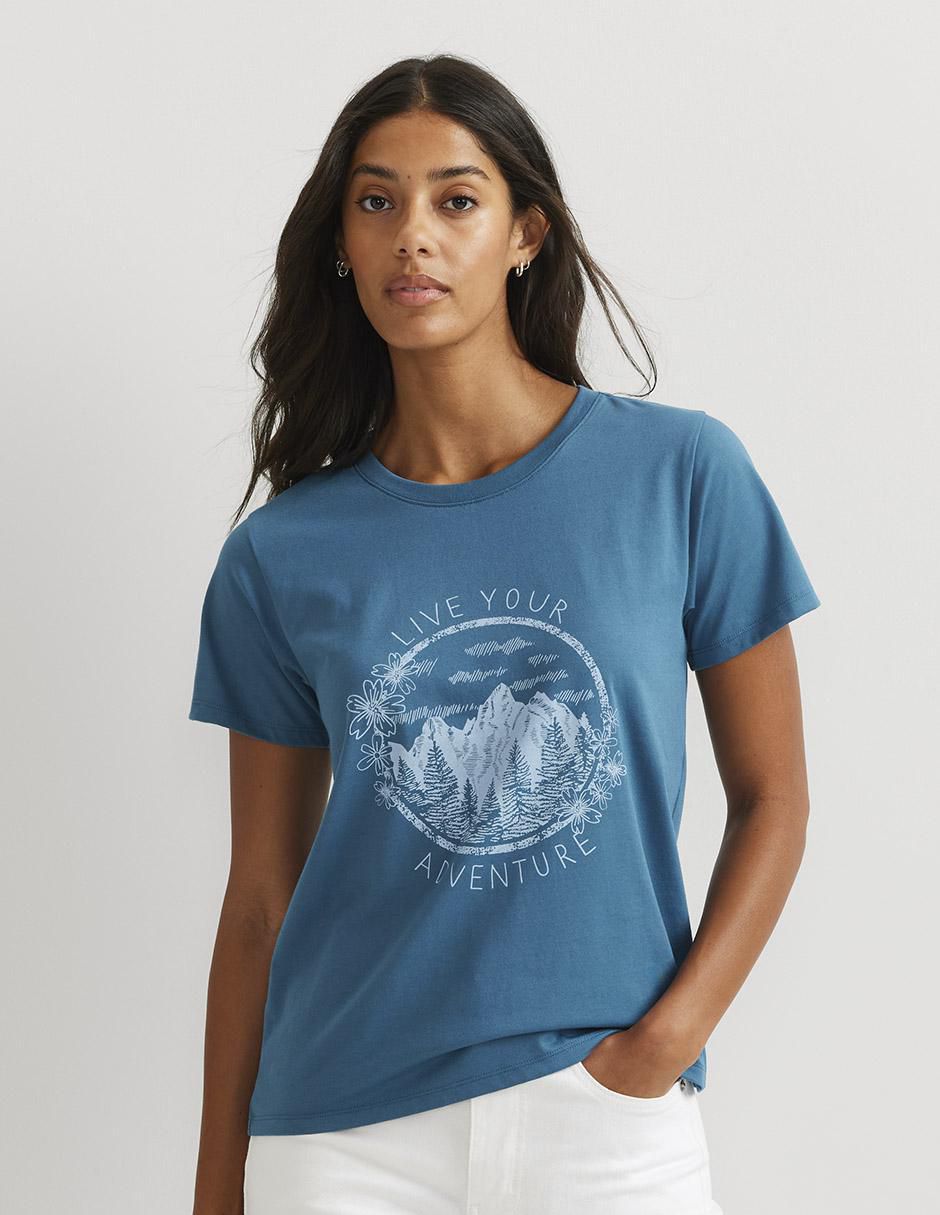 Playera manga corta cuello redondo para mujer