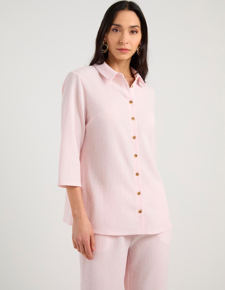 Blusa camisera manga 3/4 para mujer