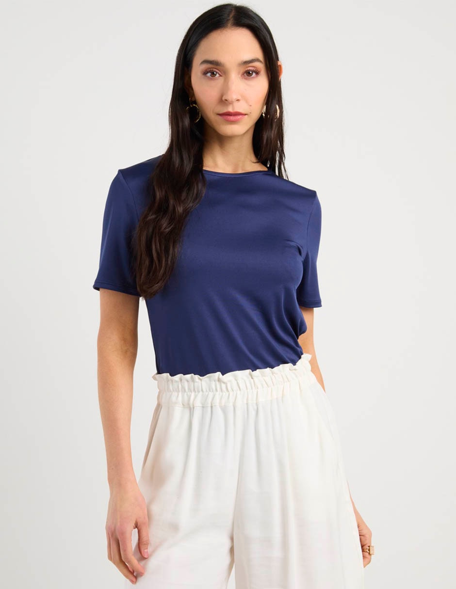 Playera manga corta cuello redondo para mujer