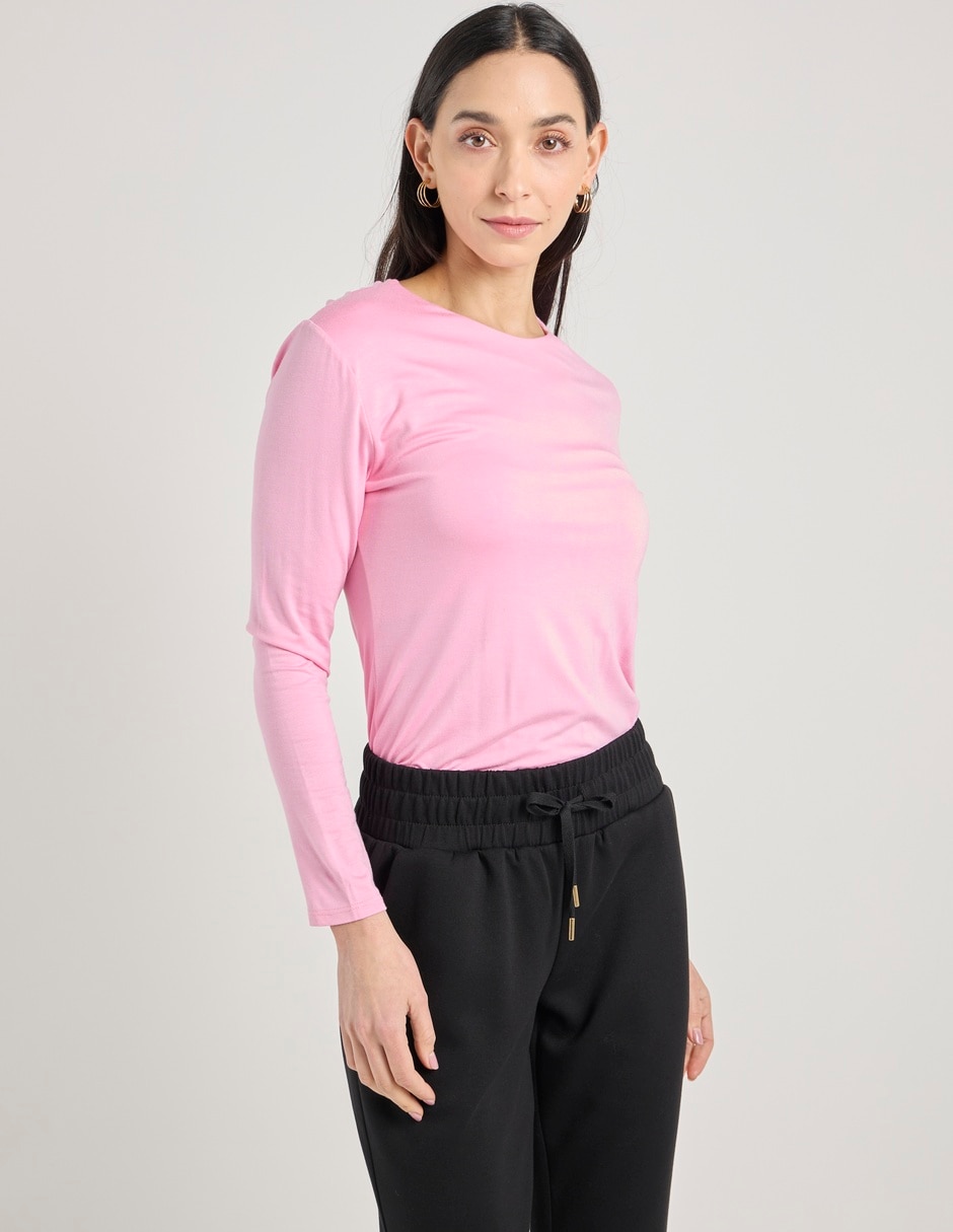 Playera manga larga cuello redondo para mujer Playera manga larga cuello redondo para mujer