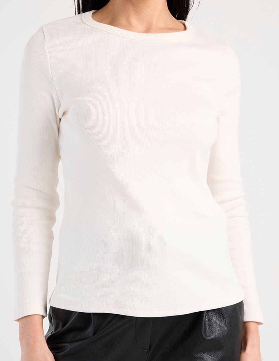 Playera manga larga cuello redondo para mujer 6