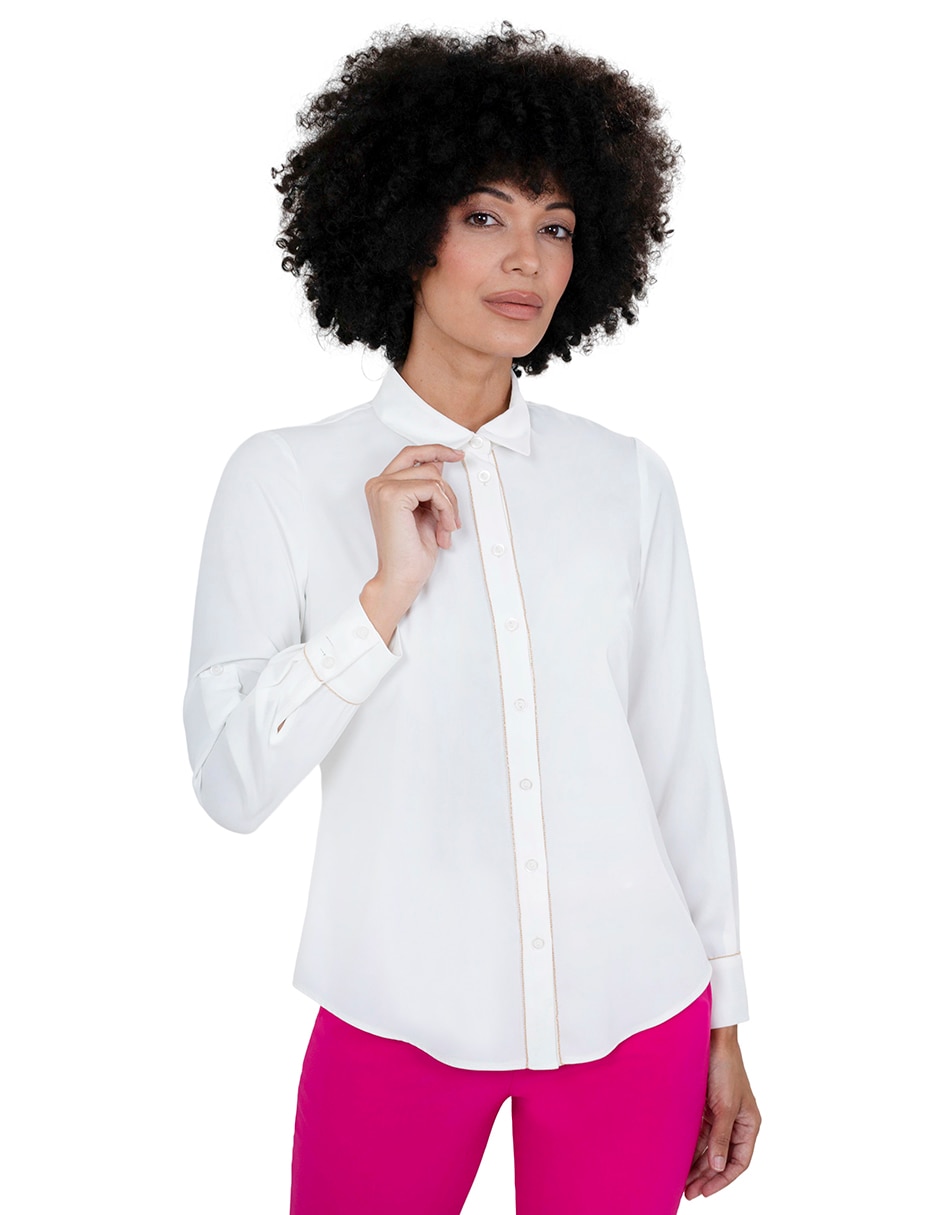 Blusa camisera manga larga para mujer