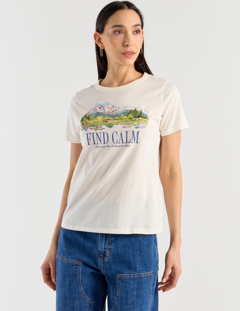 Playera manga corta cuello redondo para mujer