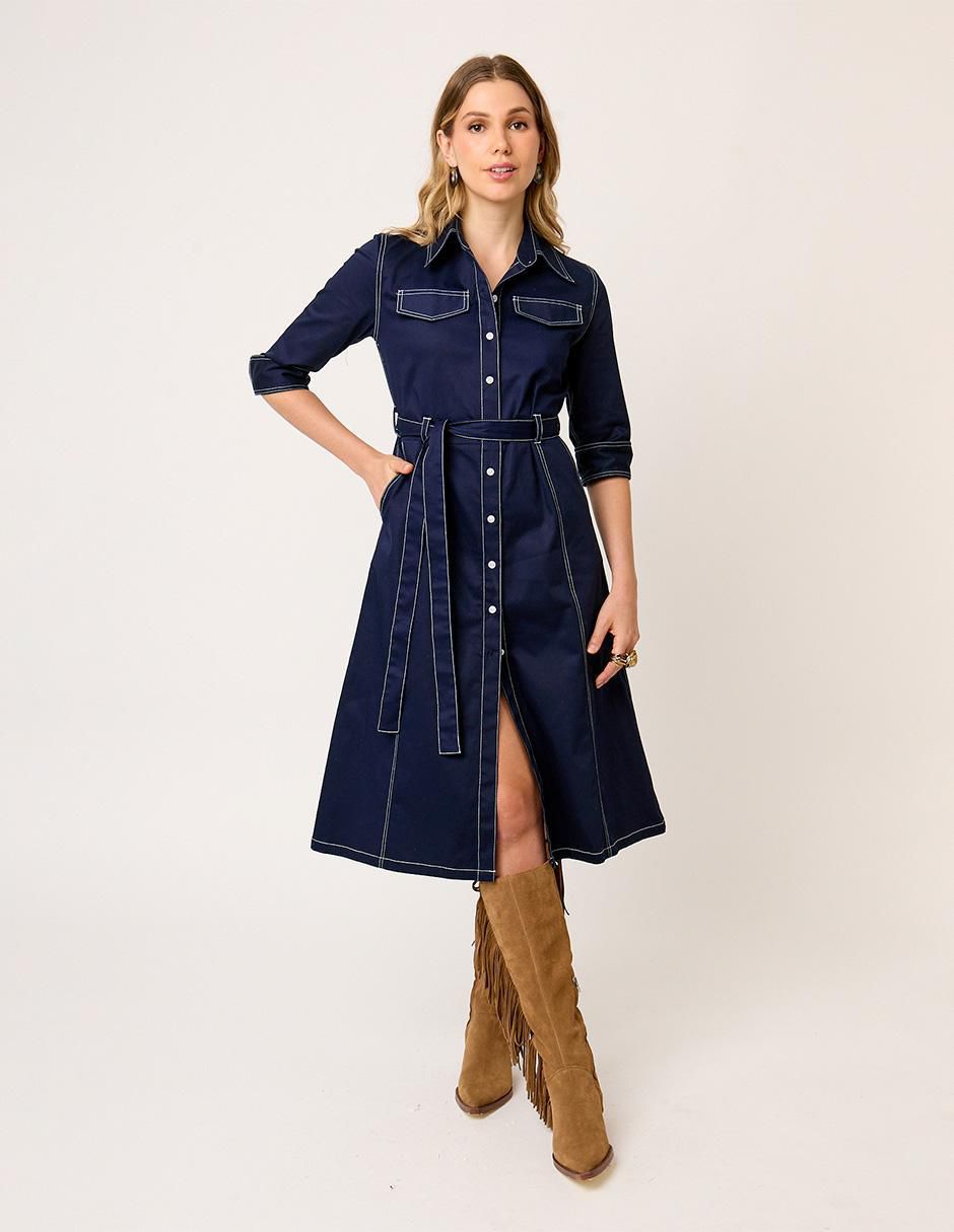 Vestido midi casual Visir para mujer 2