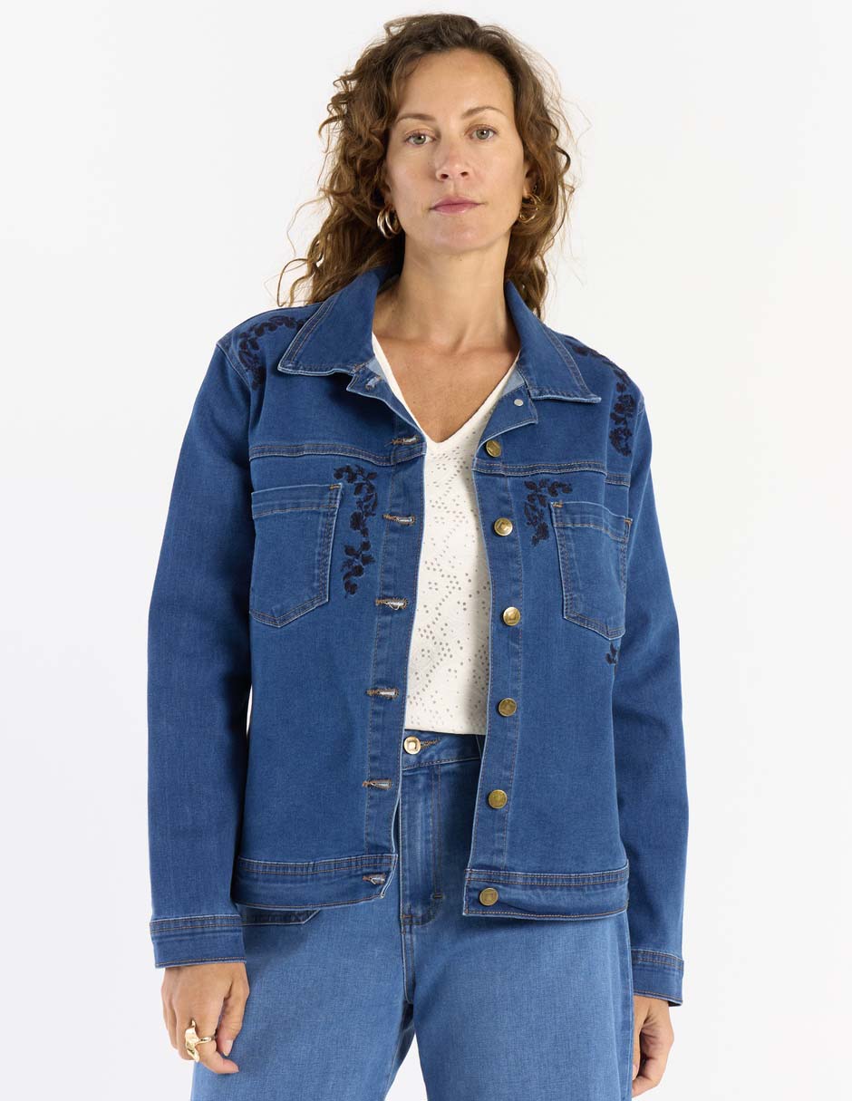 Chamarra casual de mezclilla para mujer