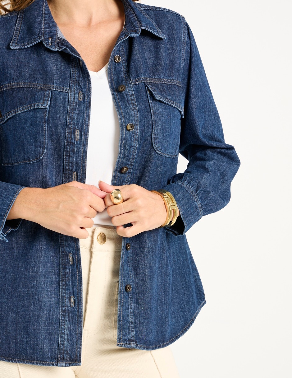 Blusa camisera manga larga para mujer 4