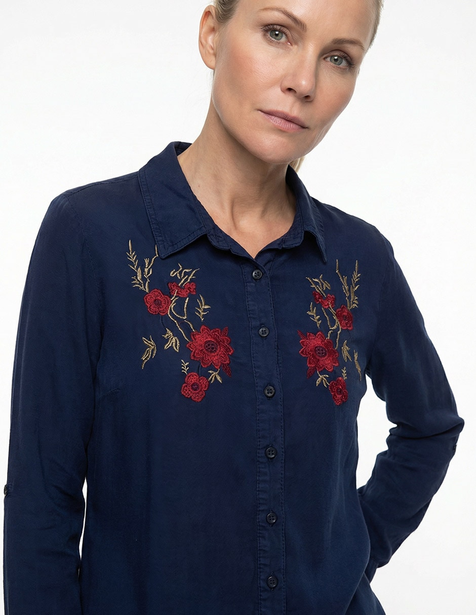 Blusa camisera manga larga para mujer 6