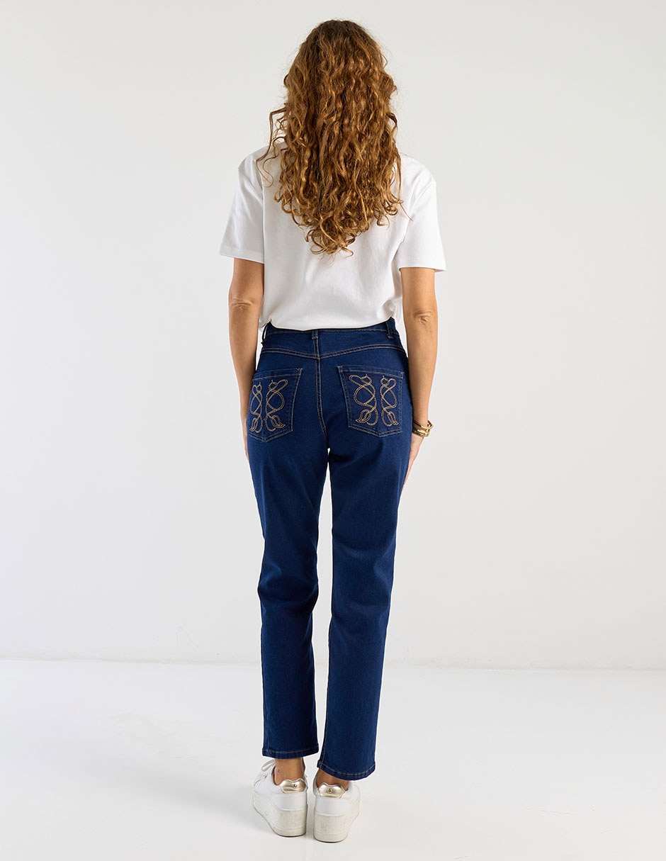 Jeans slim a la cintura L497 para mujer 6