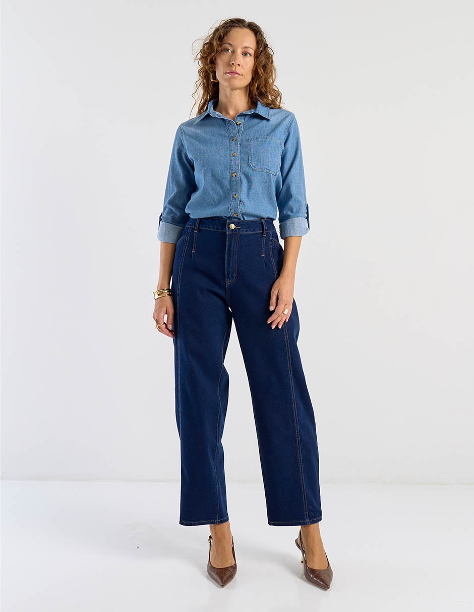 Jeans amplio a la cintura para mujer 2