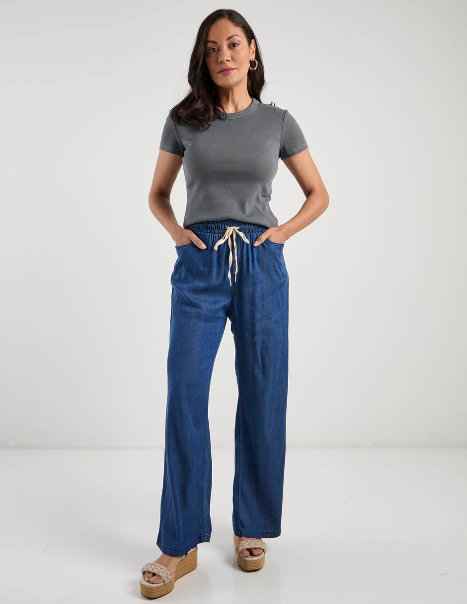 Jeans relaxed wide leg cintura para mujer 2