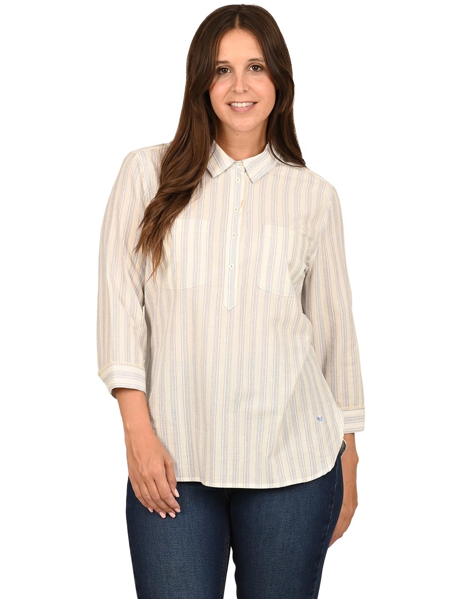 Blusa camisera manga 3/4 para mujer