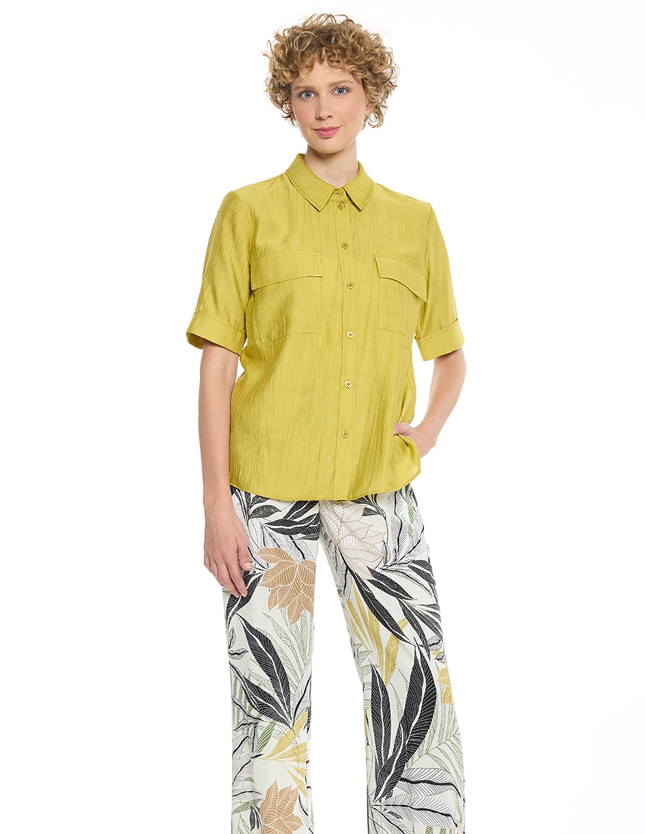 Blusa camisera Letizia manga corta para mujer