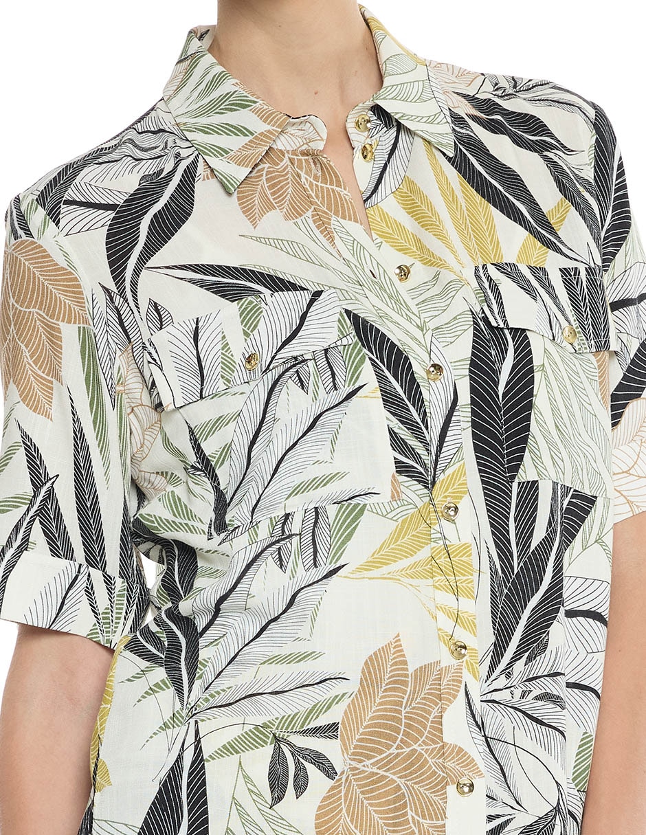 Blusa camisera manga corta para mujer 5
