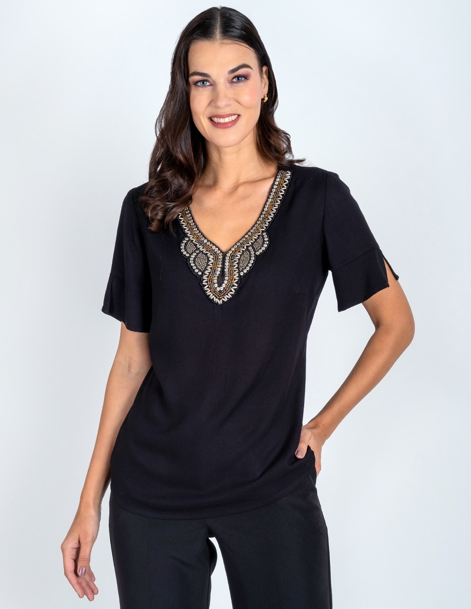 Blusa manga corta para mujer
