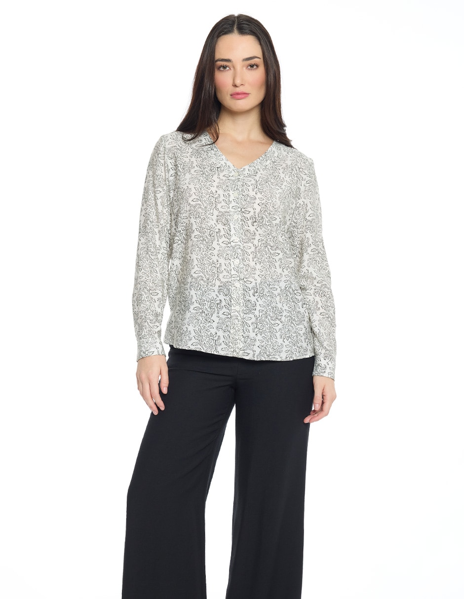Blusa Letizia manga larga para mujer